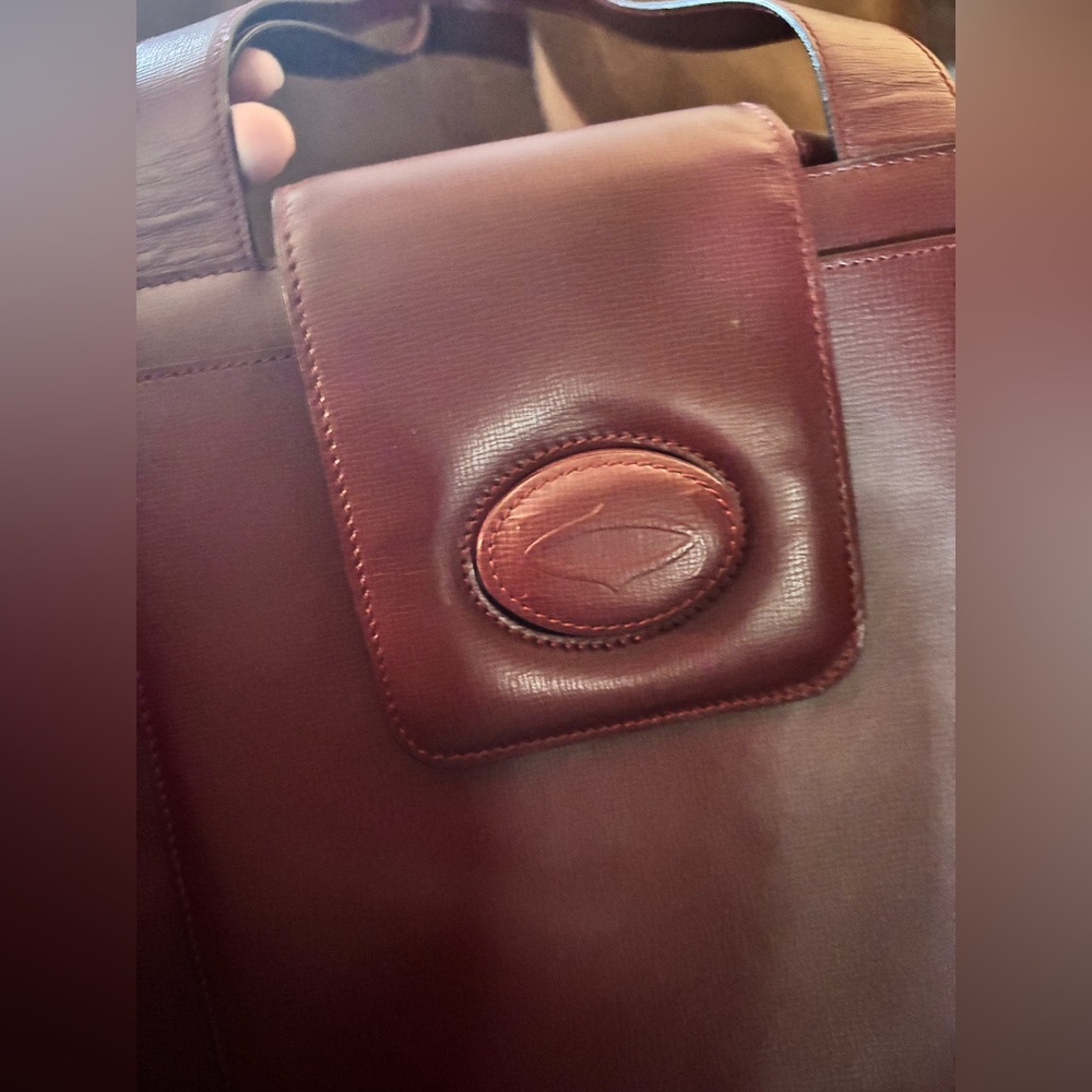 Cartier Must Line Shoulder Bag Bordeaux Leather Vintage Authentic - Picture 3 of 12